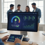 Website speed optimization dashboard showing fast page load time and Core Web Vitals