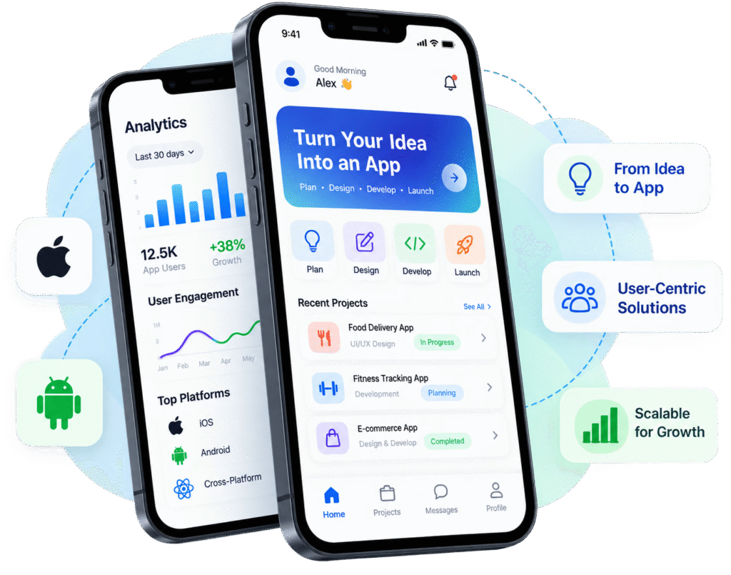 Mobile app development services for iOS, Android and cross-platform apps